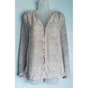 Joie 100% Silk Animal Print Button Up Blouse Shank Buttons Women's Large